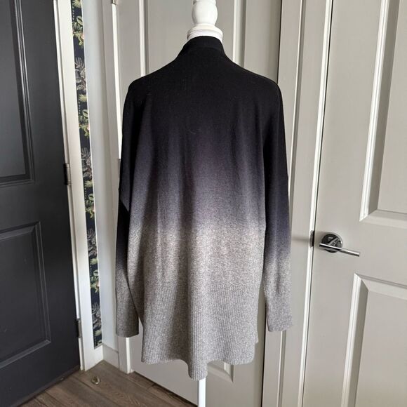 Vince Wool and Cashmere Black to Gray Ombre Gradient Open Drape Cardigan Size S - Picture 3 of 6